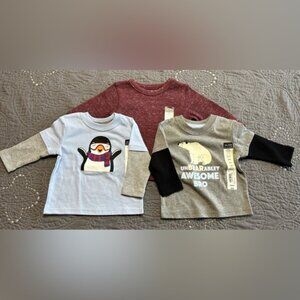 Okie Dokie Baby Boys Lot Of 3 Long Sleeve Shirts NWT Size 3 Months